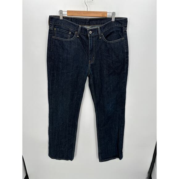 Levi's 514 Straight Fit Cut Denim Jeans Men 36x32 Dark Wash Cotton - Picture 1 of 10
